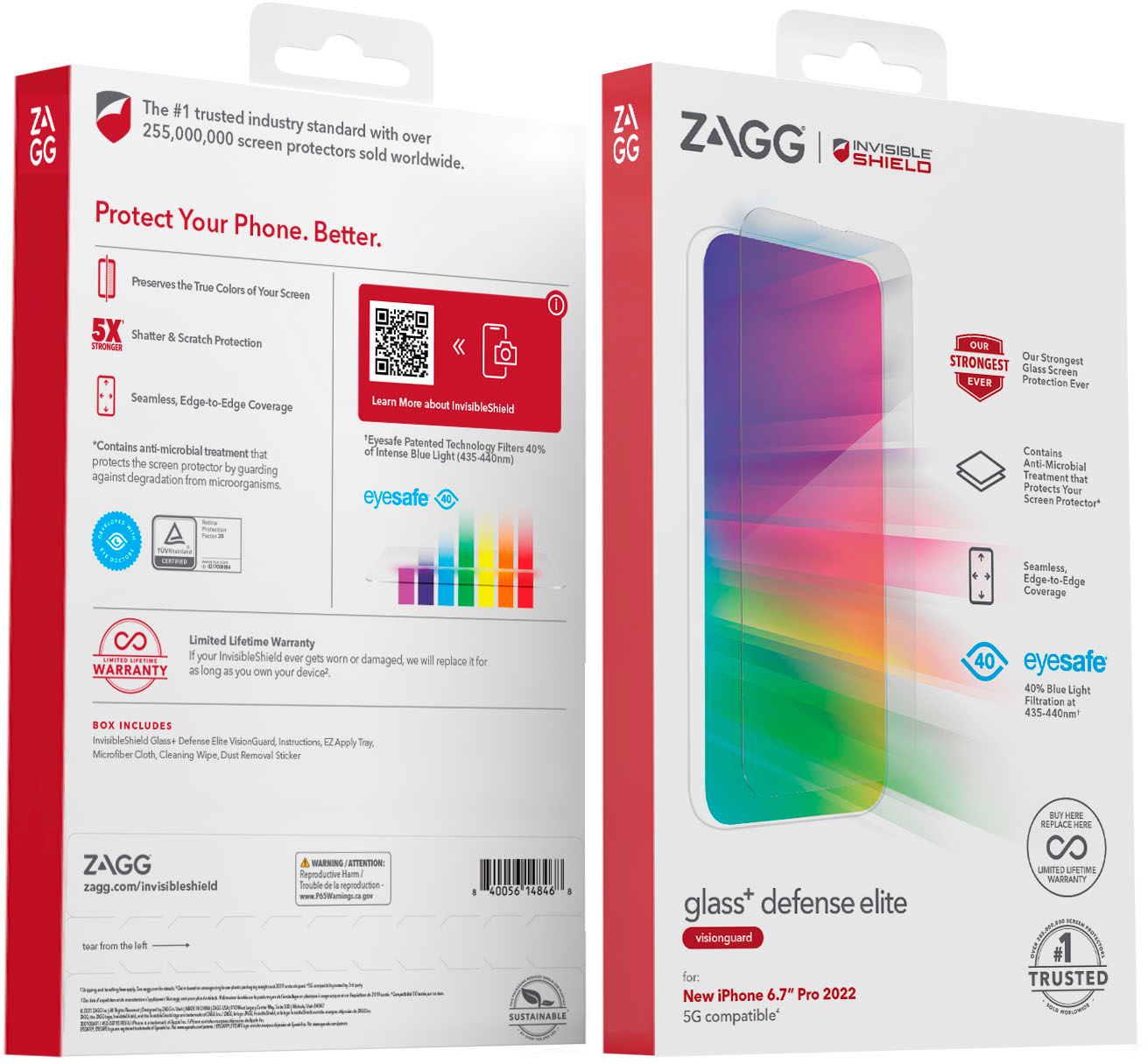 ZAGG InvisibleShield Glass+ Defense Elite VisionGuard Blue Light Filtering Screen  Protector for Apple iPhone 14 Pro Max 200109960 - Best Buy