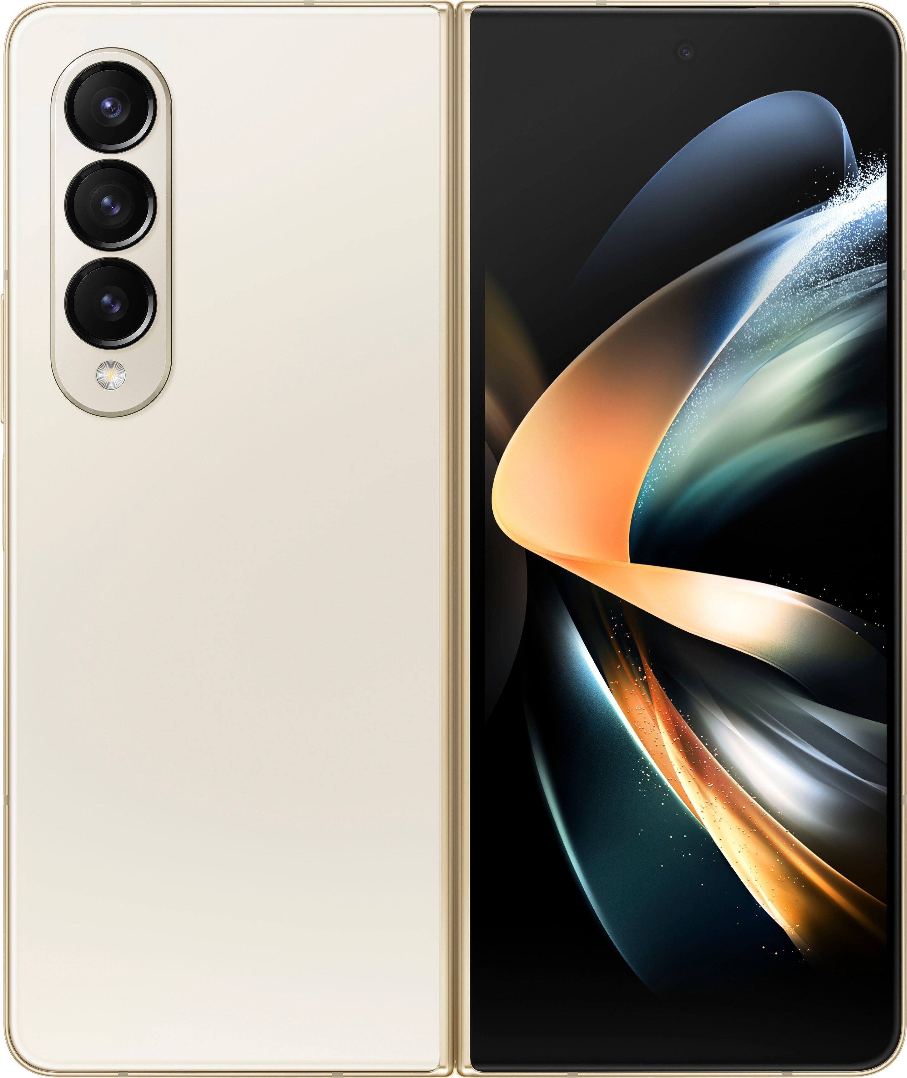 Alt View 14. Samsung - Galaxy Z Fold4 256GB (Unlocked) - Beige.