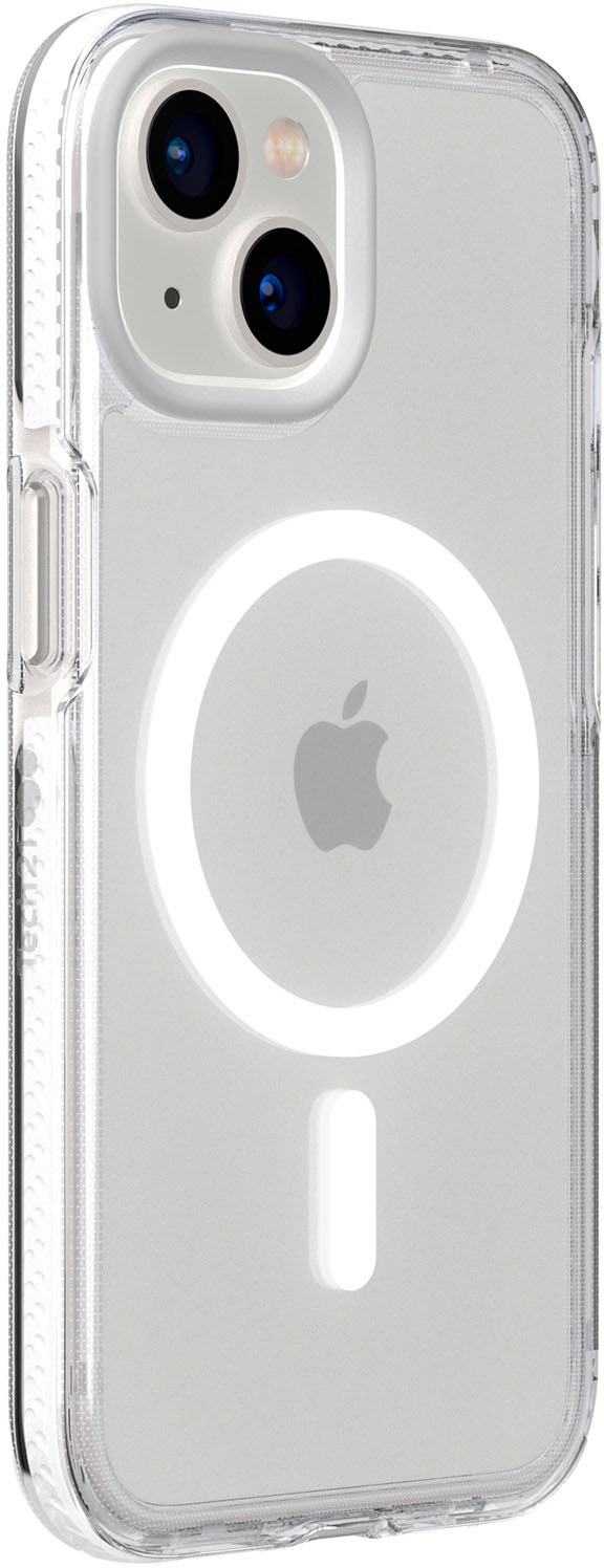 Left View: Tech21 - EvoCrystal Case with MagSafe for Apple iPhone 14 - White
