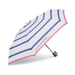 Samsonite - Compact Auto Open/Close Umbrella - White/Blue/Pink Stripe - Front_Zoom