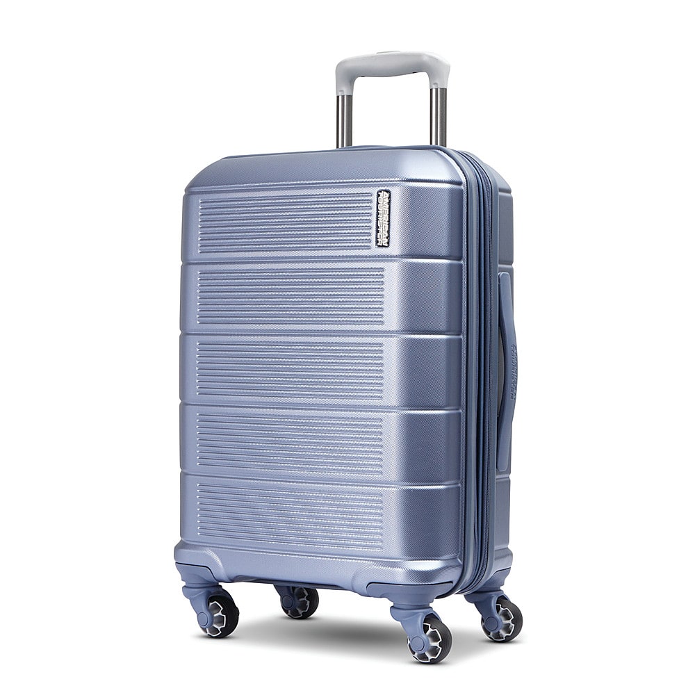 Front. American Tourister - Stratum 2.0 22" Spinner Expandable Carry-On Suitcase - Slate Blue.