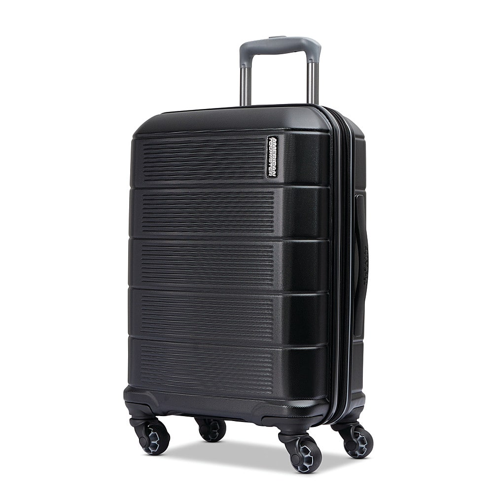 Front. American Tourister - Stratum 2.0 22" Spinner Expandable Carry-On Suitcase - Jet Black.