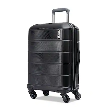 Front. American Tourister - Stratum 2.0 22" Spinner Expandable Carry-On Suitcase - Jet Black.