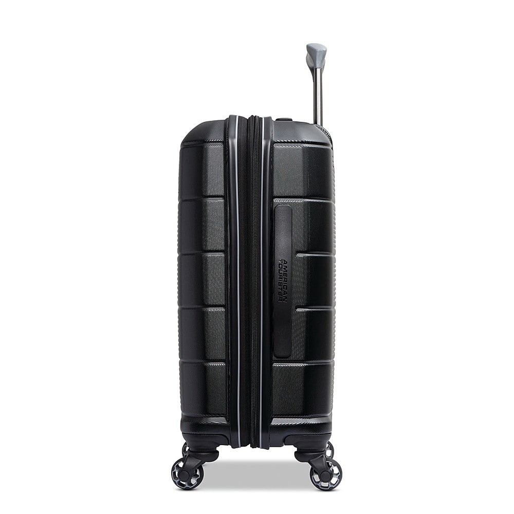 Left. American Tourister - Stratum 2.0 22" Spinner Expandable Carry-On Suitcase - Jet Black.