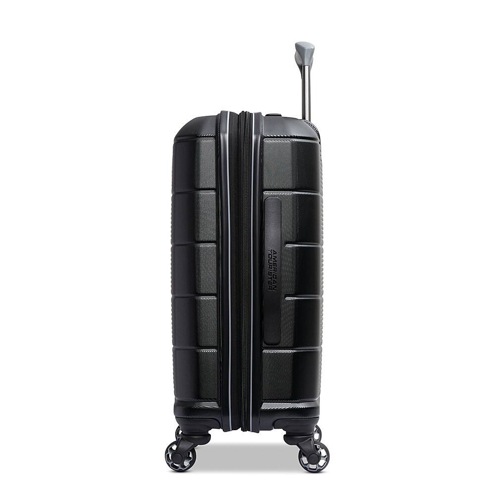 Left. American Tourister - Stratum 2.0 22" Spinner Expandable Carry-On Suitcase - Jet Black.