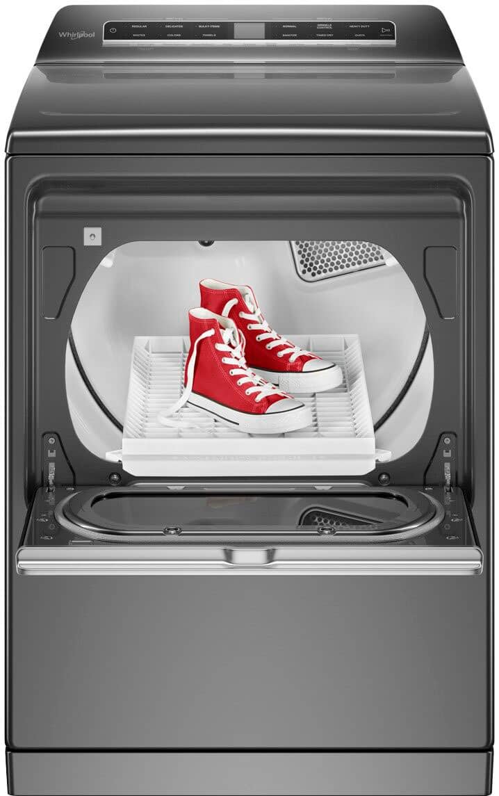 Alt View 3. Whirlpool - 7.4 Cu. Ft. Smart Gas Dryer with Steam and Advanced Moisture Sensing - Chrome Shadow.