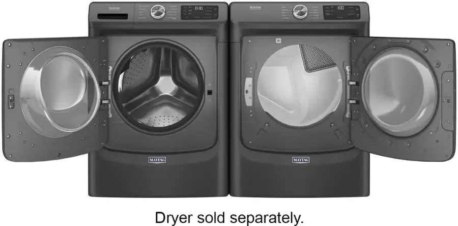 Alt View 14. Maytag - 4.5 Cu. Ft. High-Efficiency Stackable Front Load Washer with Steam and Fresh Spin - Volcano Black.