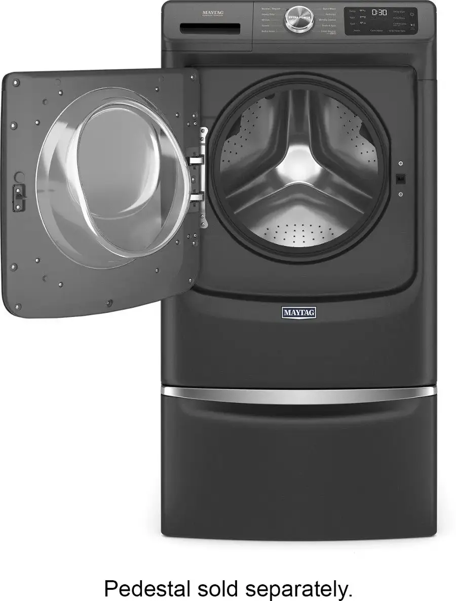 Alt View 6. Maytag - 4.5 Cu. Ft. High-Efficiency Stackable Front Load Washer with Steam and Fresh Spin - Volcano Black.