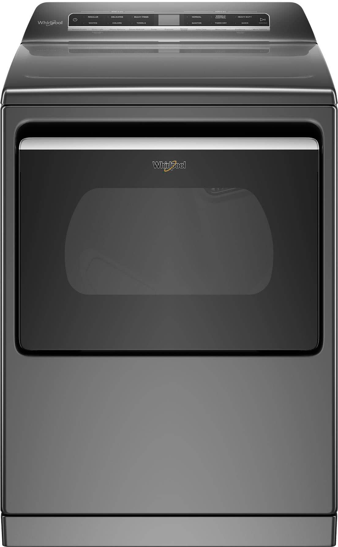 Front. Whirlpool - 7.4 Cu. Ft. Smart Electric Dryer with Steam and Advanced Moisture Sensing - Chrome Shadow.