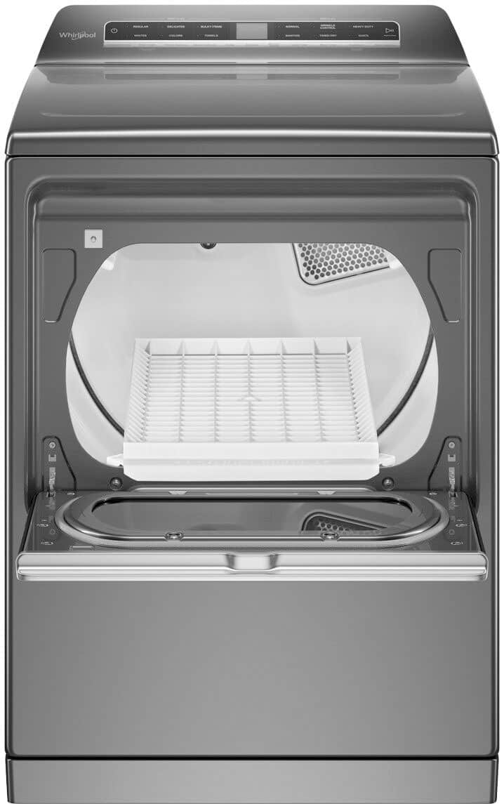 Alt View 3. Whirlpool - 7.4 Cu. Ft. Smart Electric Dryer with Steam and Advanced Moisture Sensing - Chrome Shadow.