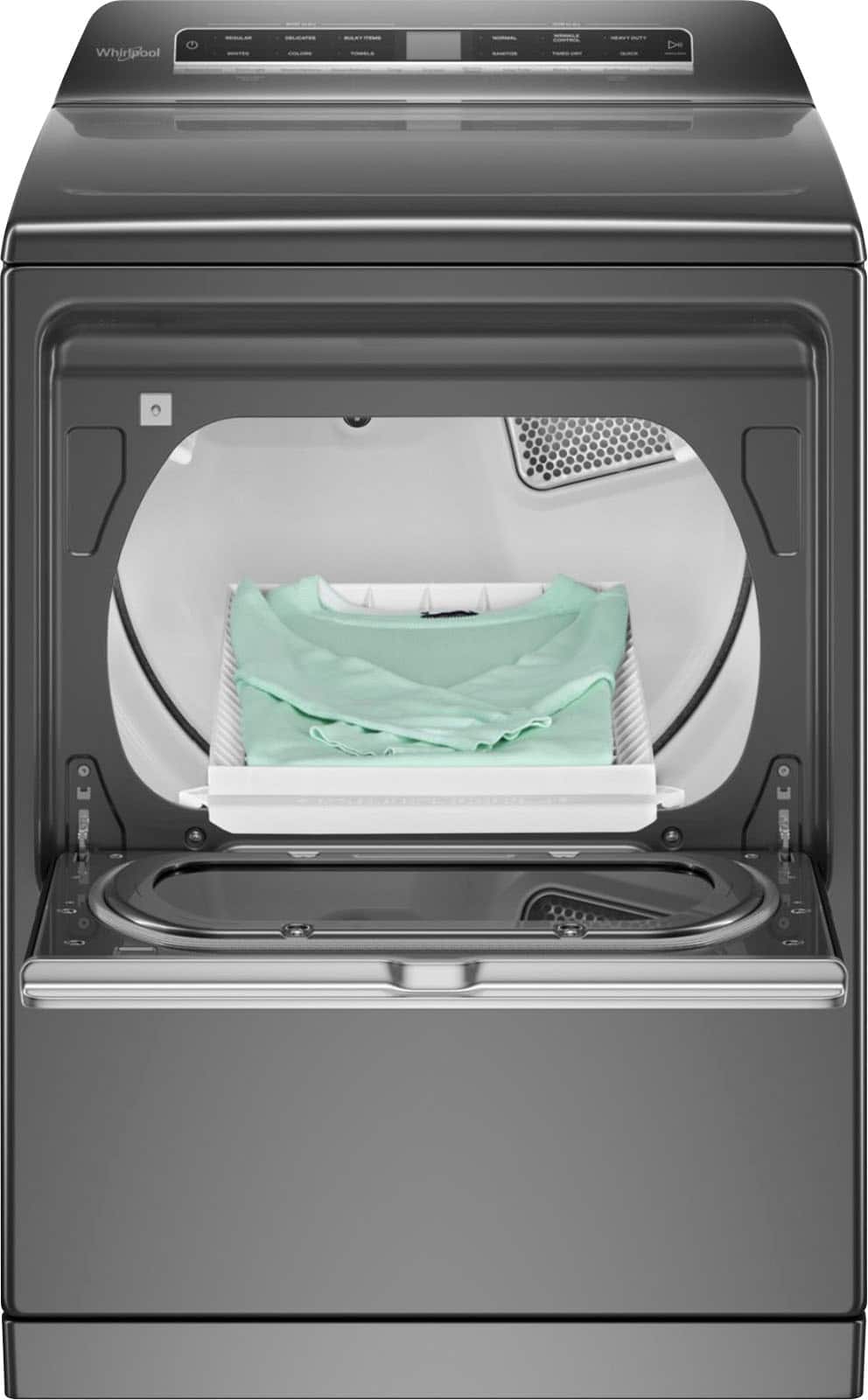 Alt View 6. Whirlpool - 7.4 Cu. Ft. Smart Electric Dryer with Steam and Advanced Moisture Sensing - Chrome Shadow.