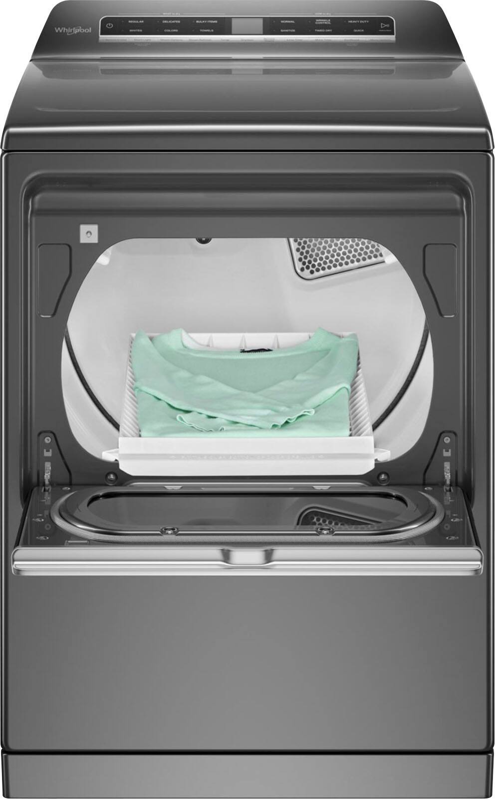 Alt View 6. Whirlpool - 7.4 Cu. Ft. Smart Electric Dryer with Steam and Advanced Moisture Sensing - Chrome Shadow.