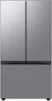 Front. Samsung - OBX Bespoke 30 cu. ft. 3-Door French Door Refrigerator with Beverage Center - stainless steel.