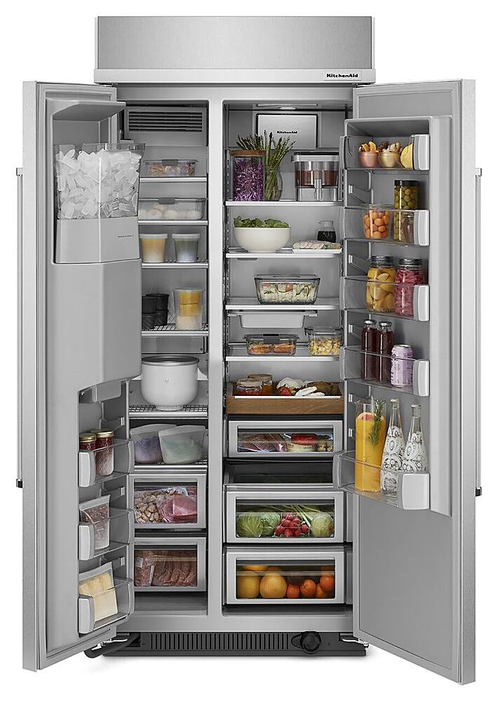 Alt View 1. KitchenAid - 25.1 Cu. Ft. Side-by-Side Built-In Refrigerator with External Water and Ice Dispenser - Stainless Steel.