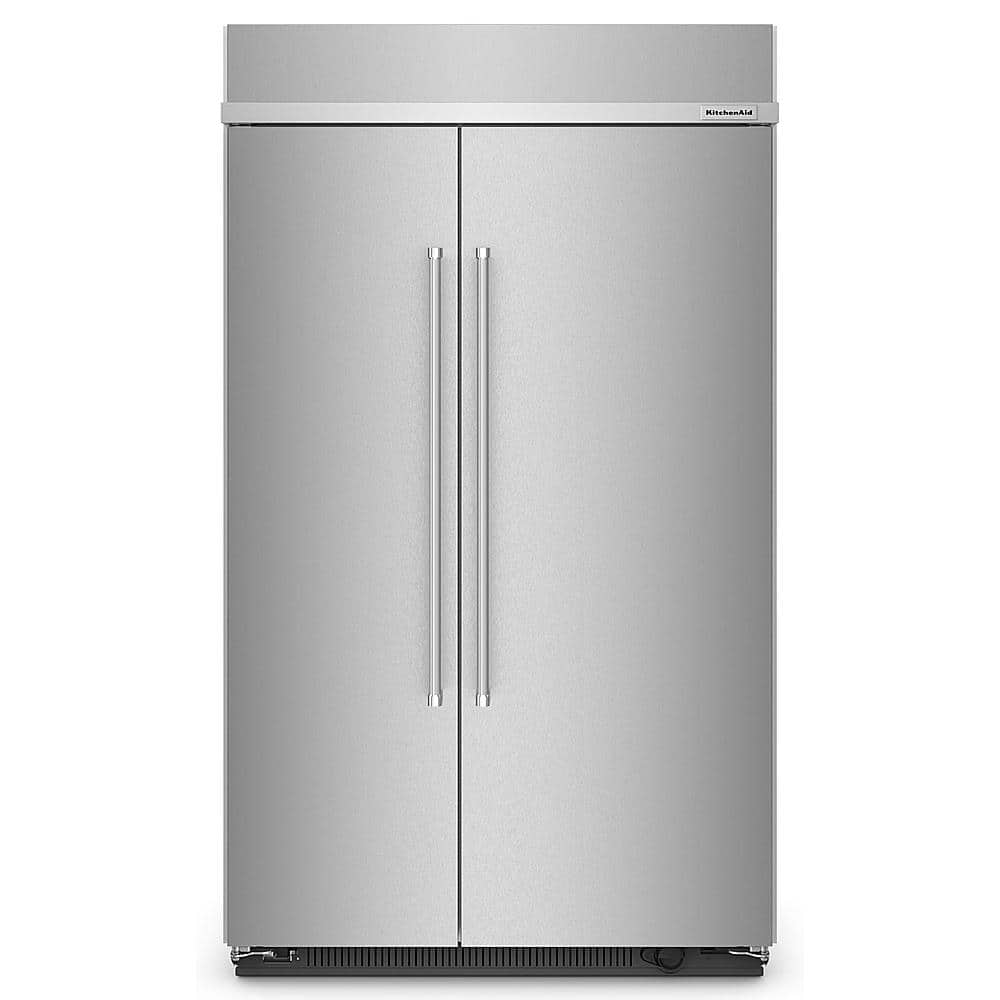 KitchenAid - 30 Cu. Ft. Side-by-Side Built-In Refrigerator with Under-Shelf Prep Zone - Stainless Steel - Front_Zoom