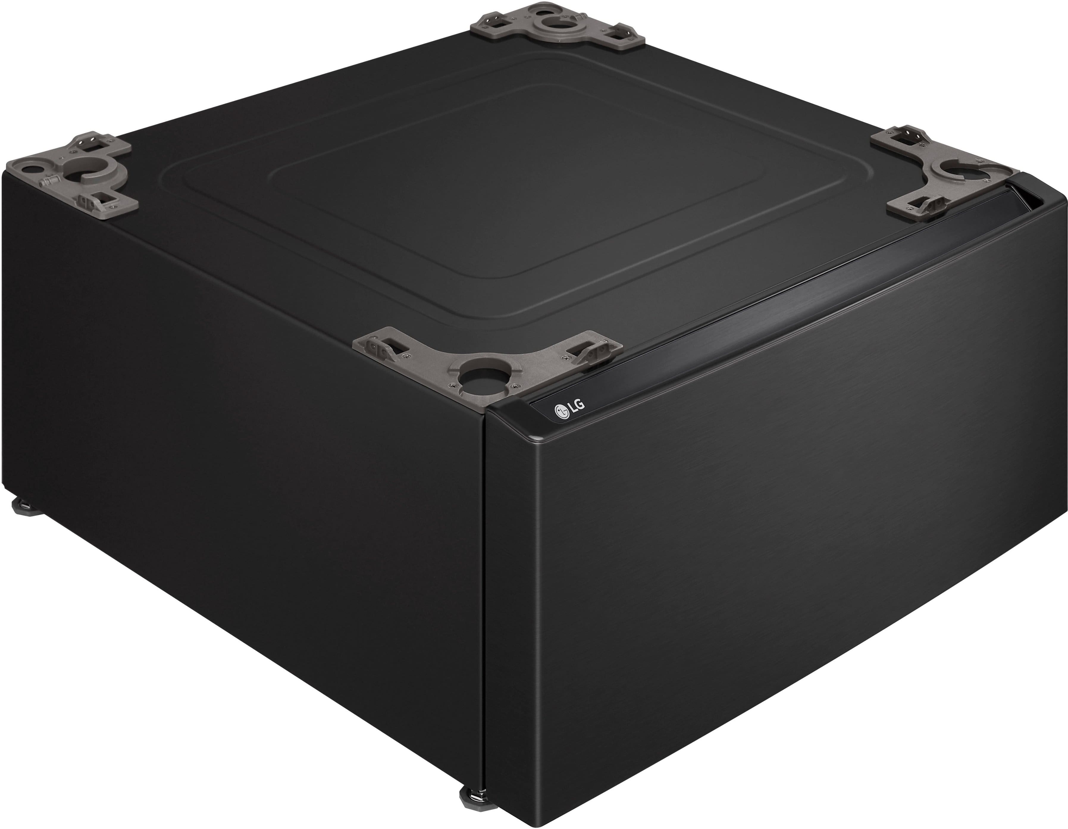 Angle. LG - 27" Laundry Pedestal with Storage Drawer - Black Steel.