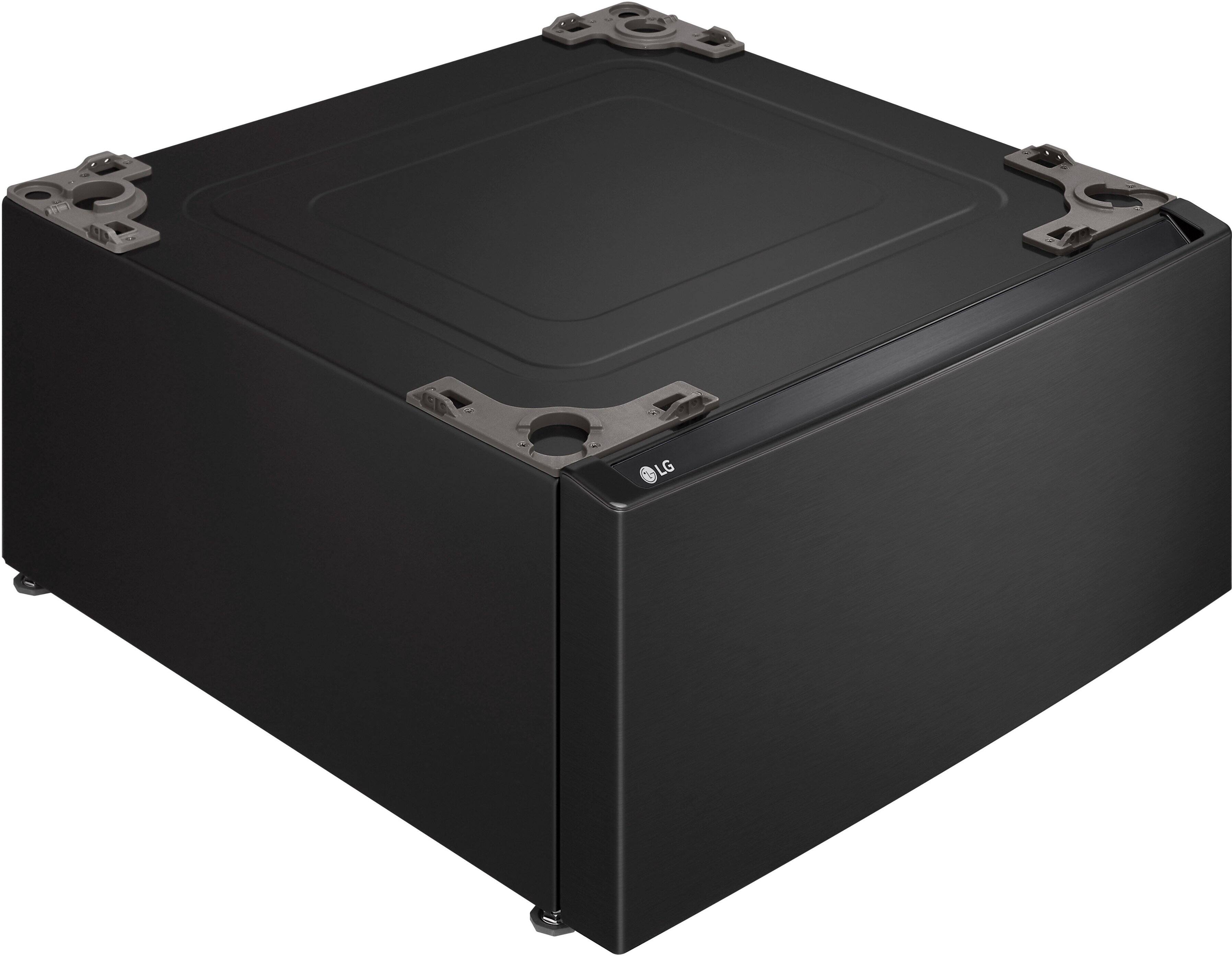 Angle. LG - 27" Laundry Pedestal with Storage Drawer - Black Steel.