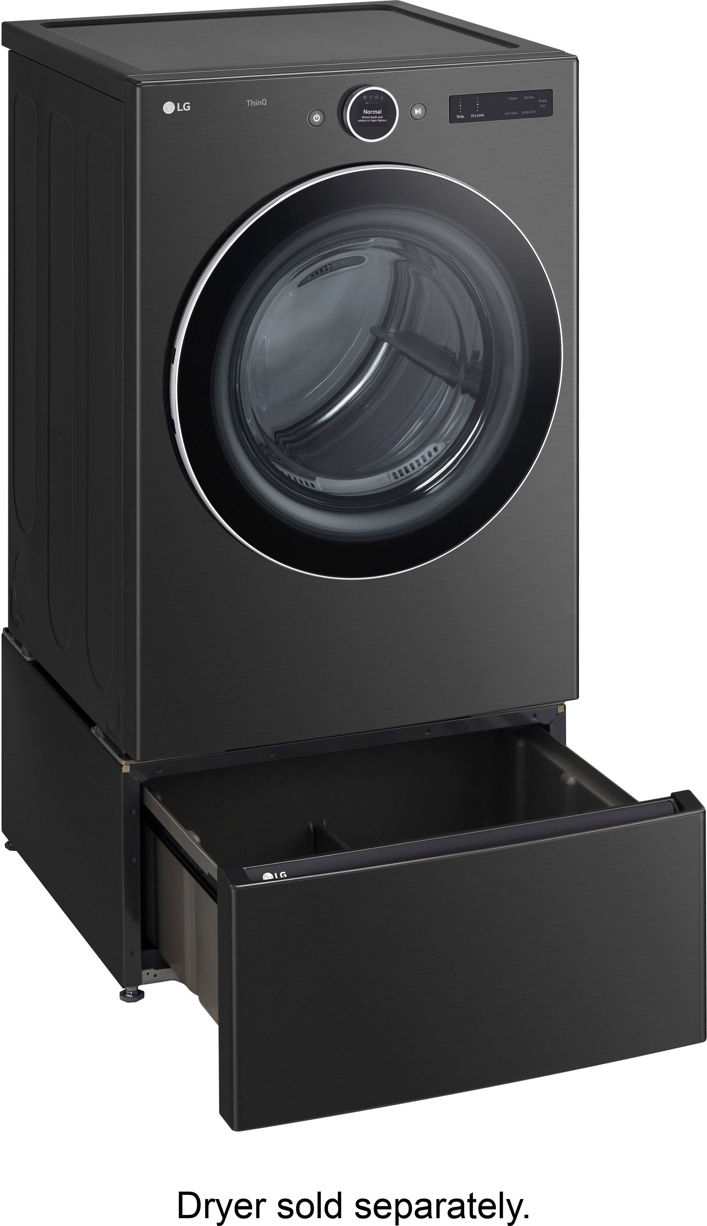 LG 27" Laundry Pedestal with Storage Drawer Black steel WDP6B Best Buy