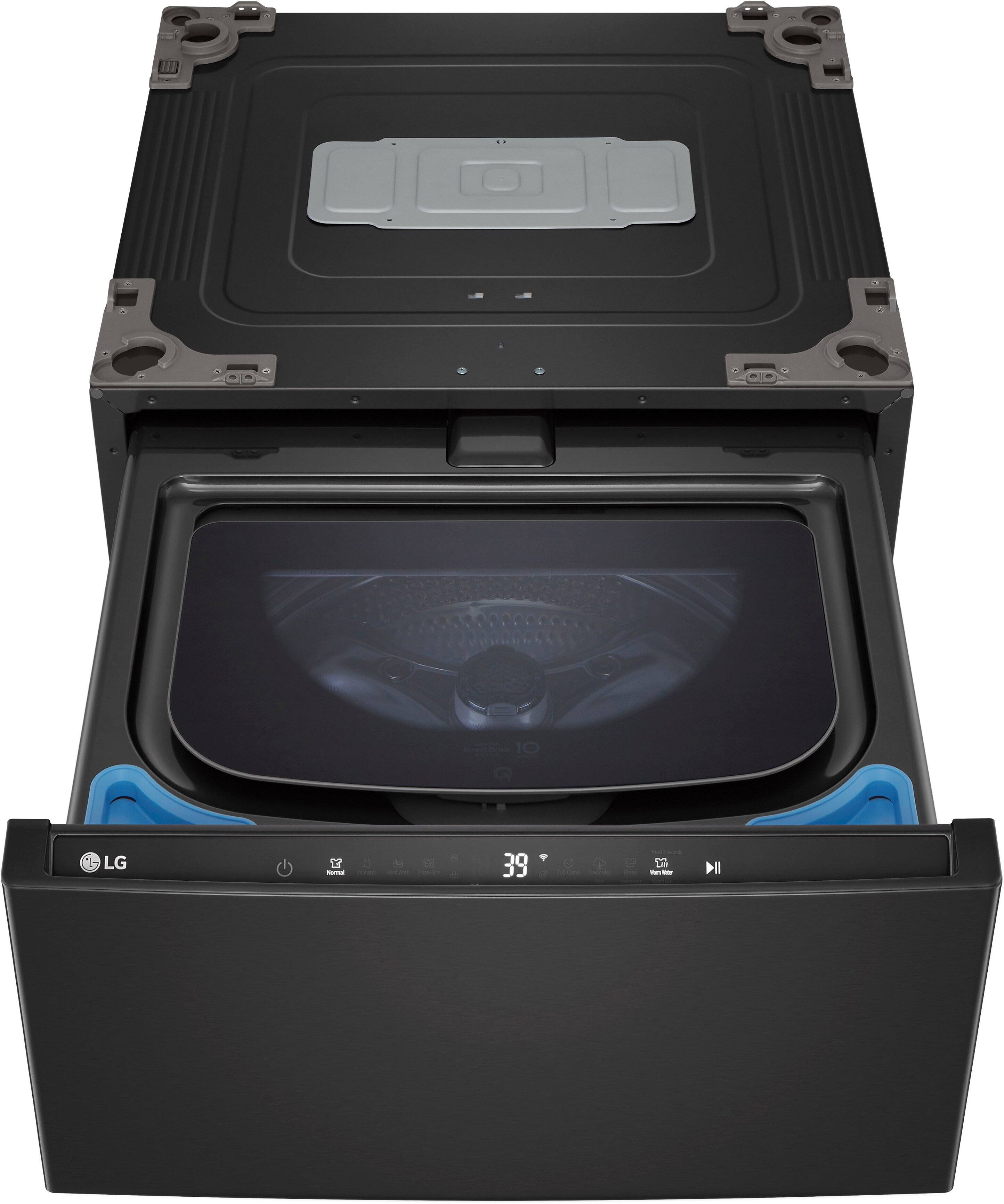 Alt View 11. LG - SideKick 1.0 Cu. Ft. High-Efficiency Smart Top Load Pedestal Washer - Black Steel.
