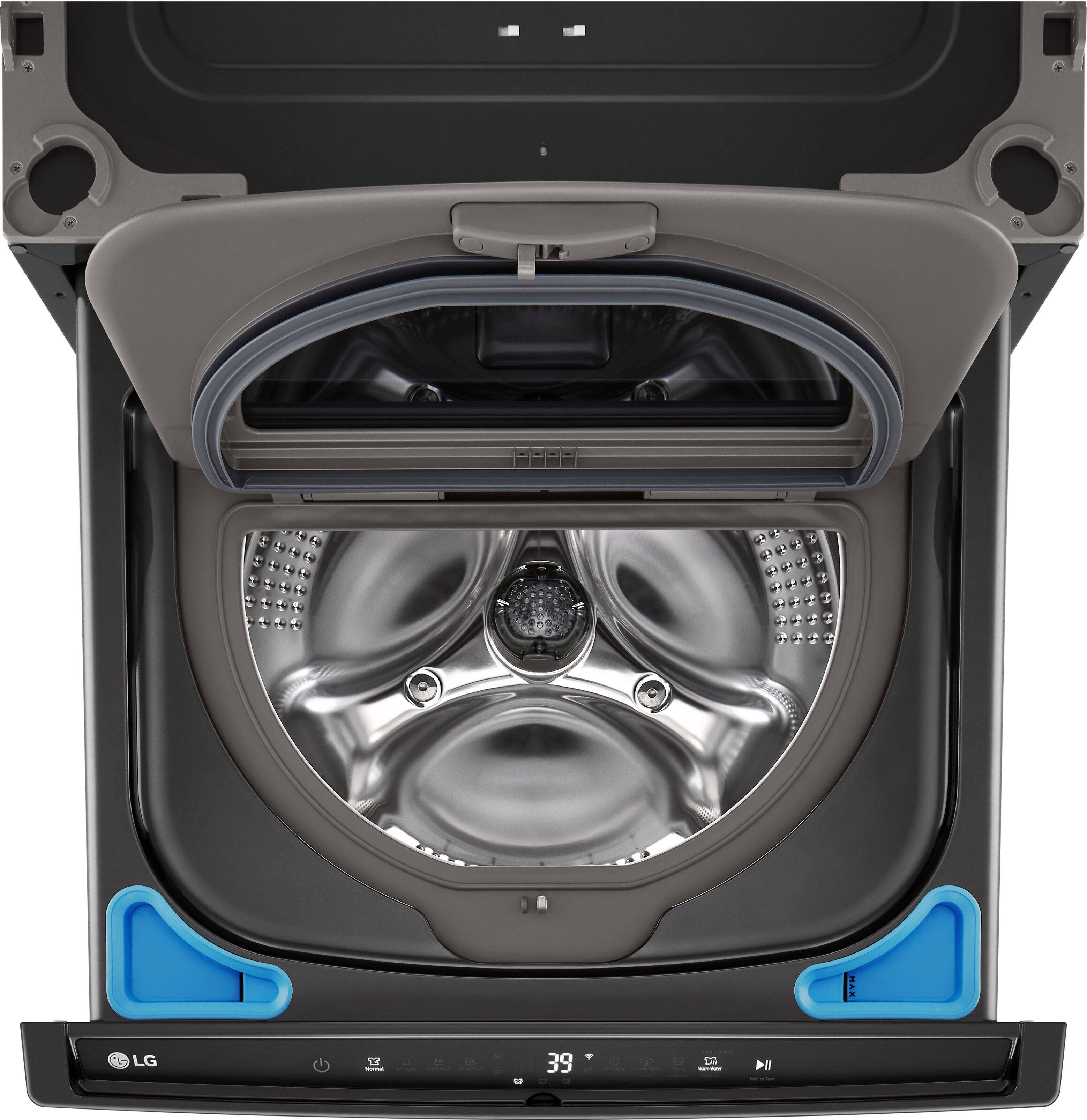 Alt View 13. LG - SideKick 1.0 Cu. Ft. High-Efficiency Smart Top Load Pedestal Washer - Black Steel.