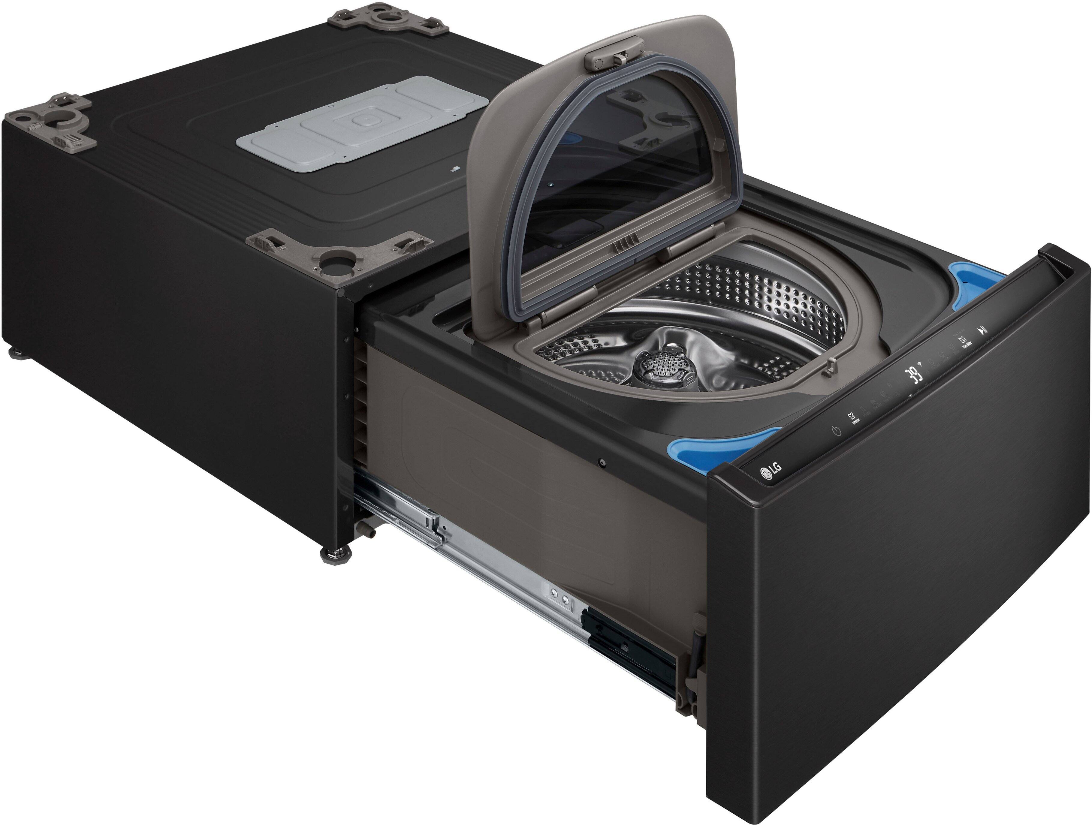 Alt View 15. LG - SideKick 1.0 Cu. Ft. High-Efficiency Smart Top Load Pedestal Washer - Black Steel.