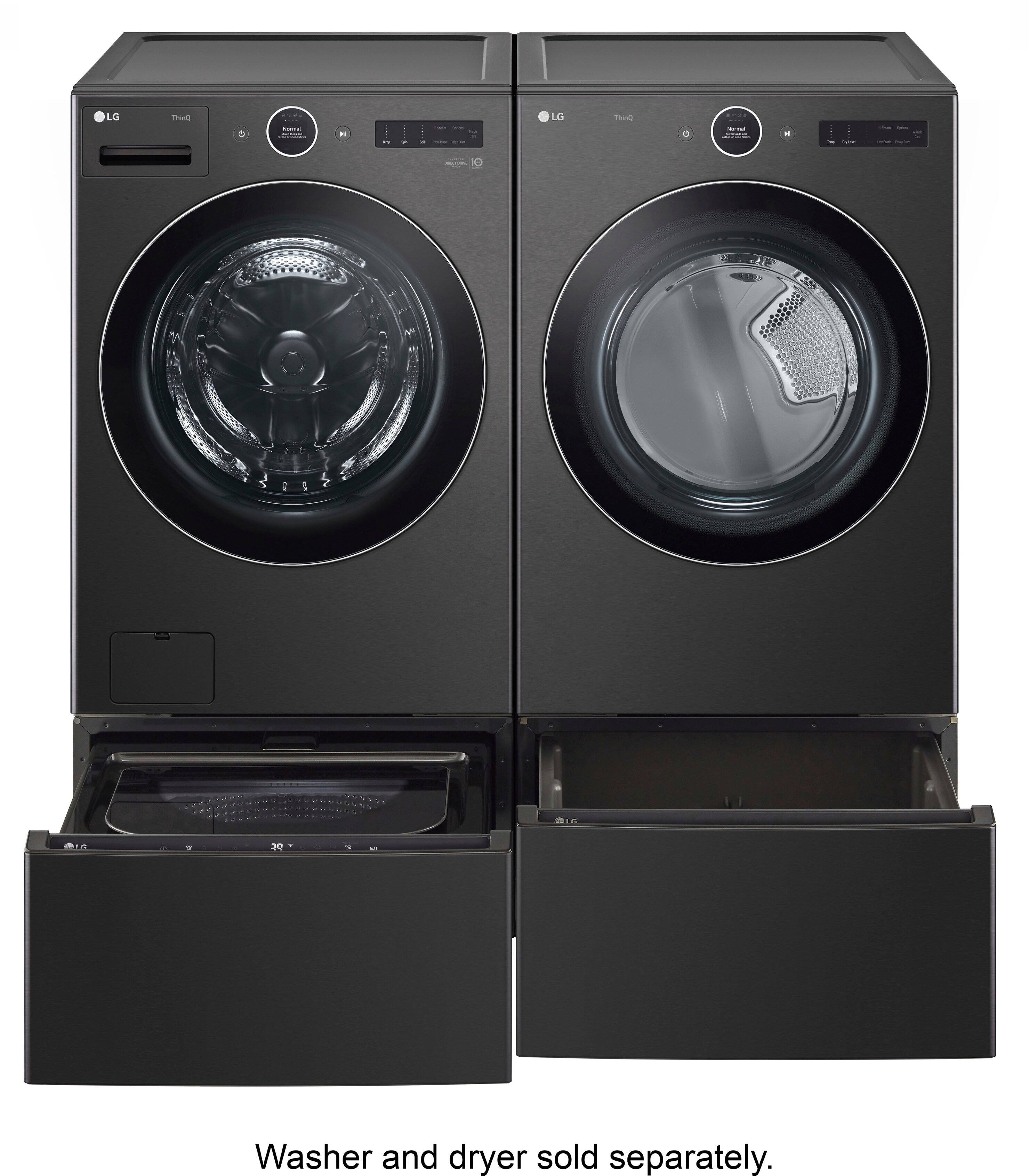 Alt View 19. LG - SideKick 1.0 Cu. Ft. High-Efficiency Smart Top Load Pedestal Washer - Black Steel.