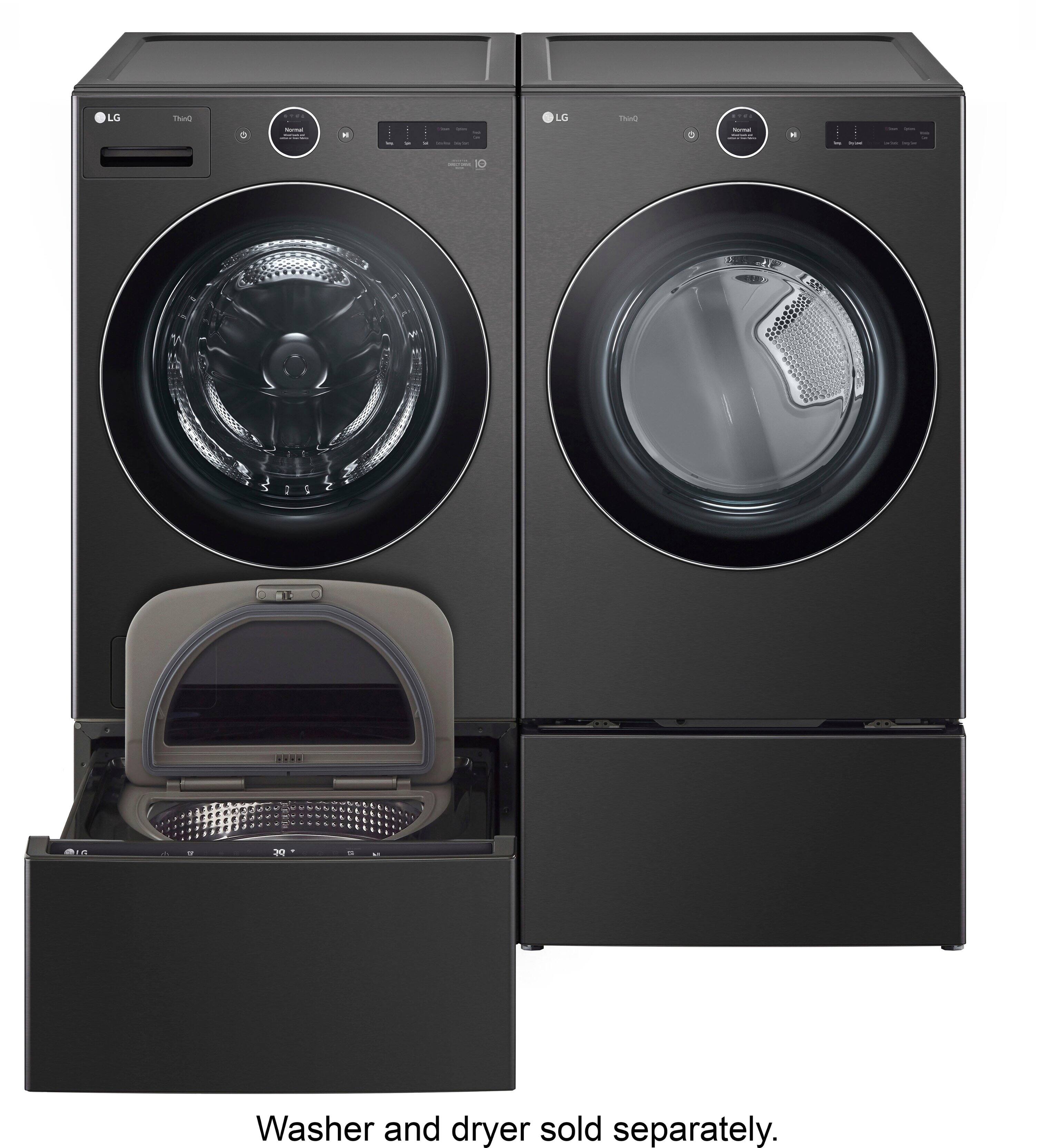 Alt View 20. LG - SideKick 1.0 Cu. Ft. High-Efficiency Smart Top Load Pedestal Washer - Black Steel.