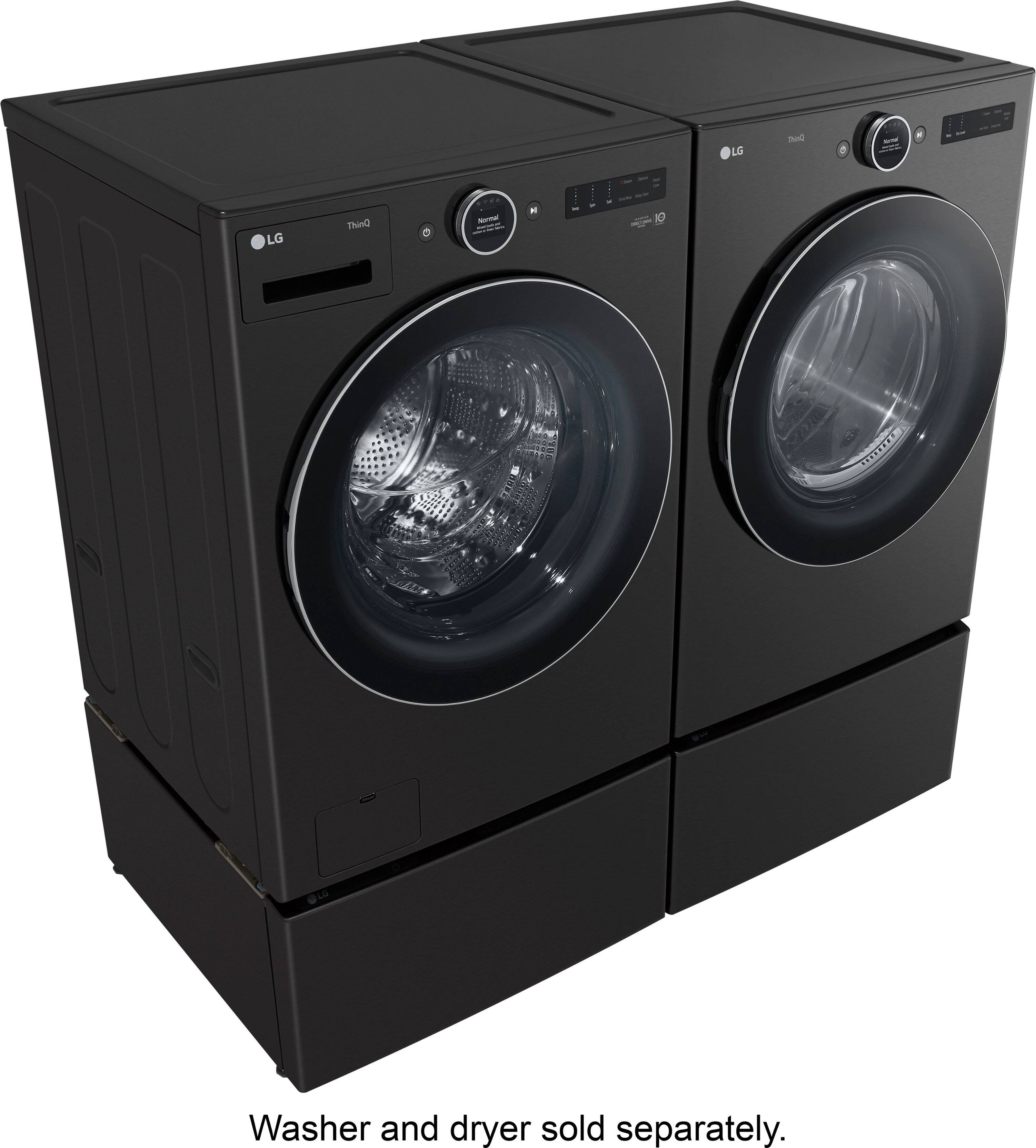 Alt View 21. LG - SideKick 1.0 Cu. Ft. High-Efficiency Smart Top Load Pedestal Washer - Black Steel.