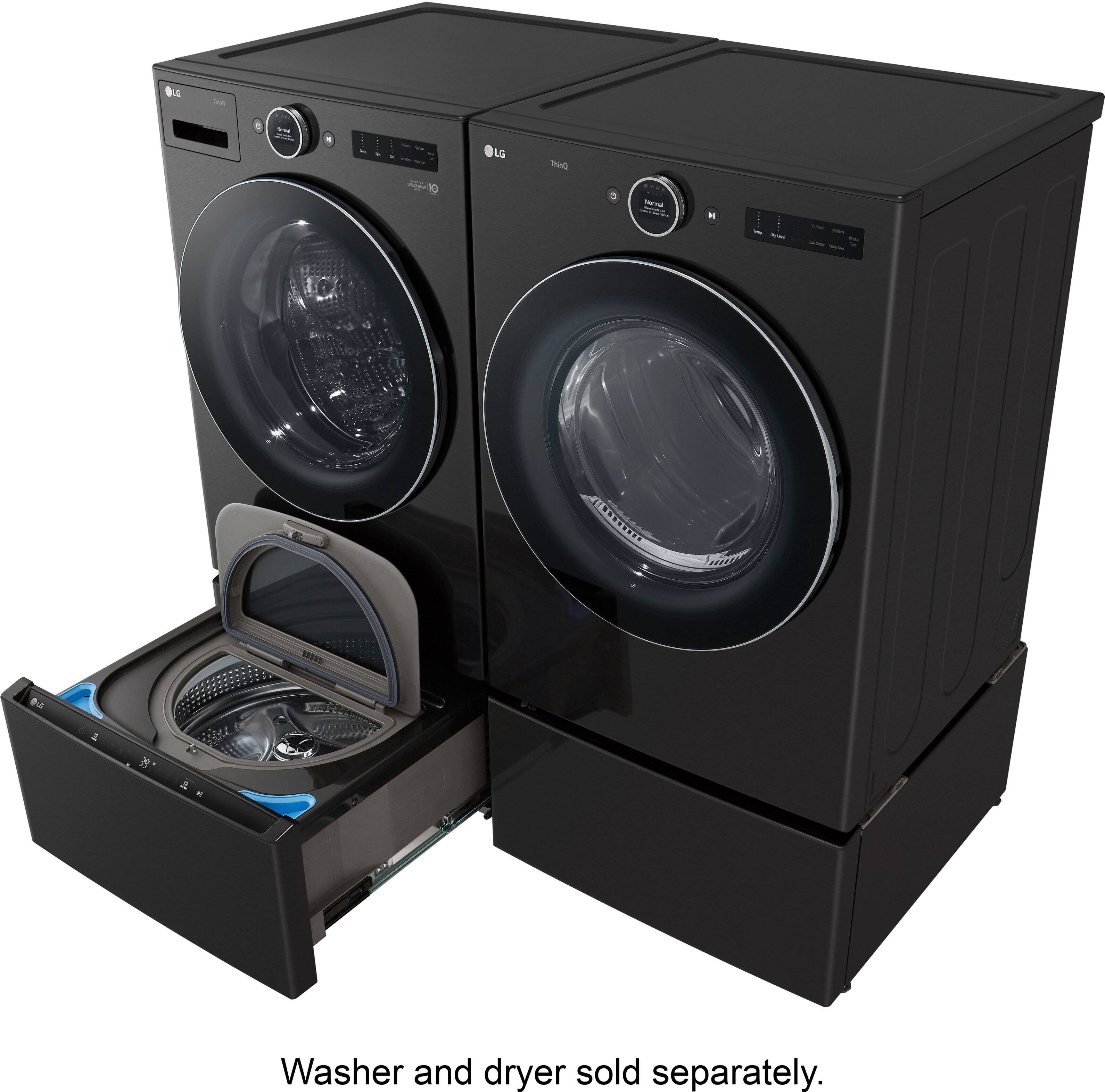 Alt View 23. LG - SideKick 1.0 Cu. Ft. High-Efficiency Smart Top Load Pedestal Washer - Black Steel.