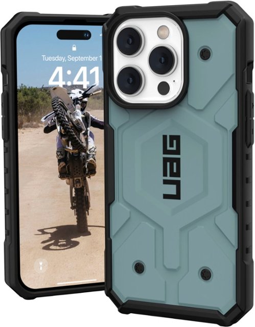 Front Zoom. UAG - Pathfinder Series Case with Magsafe for iPhone 14 Pro - Pool.