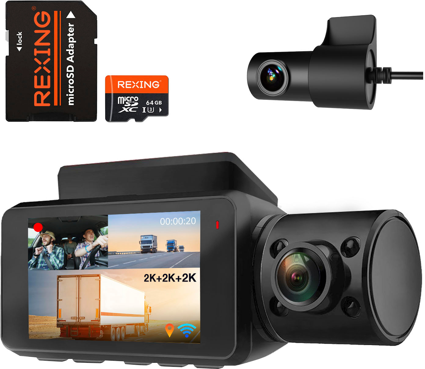 Rexing V33 3 Channel Dashcam w/ Front, Cabin and Rear Camera Bby-v33