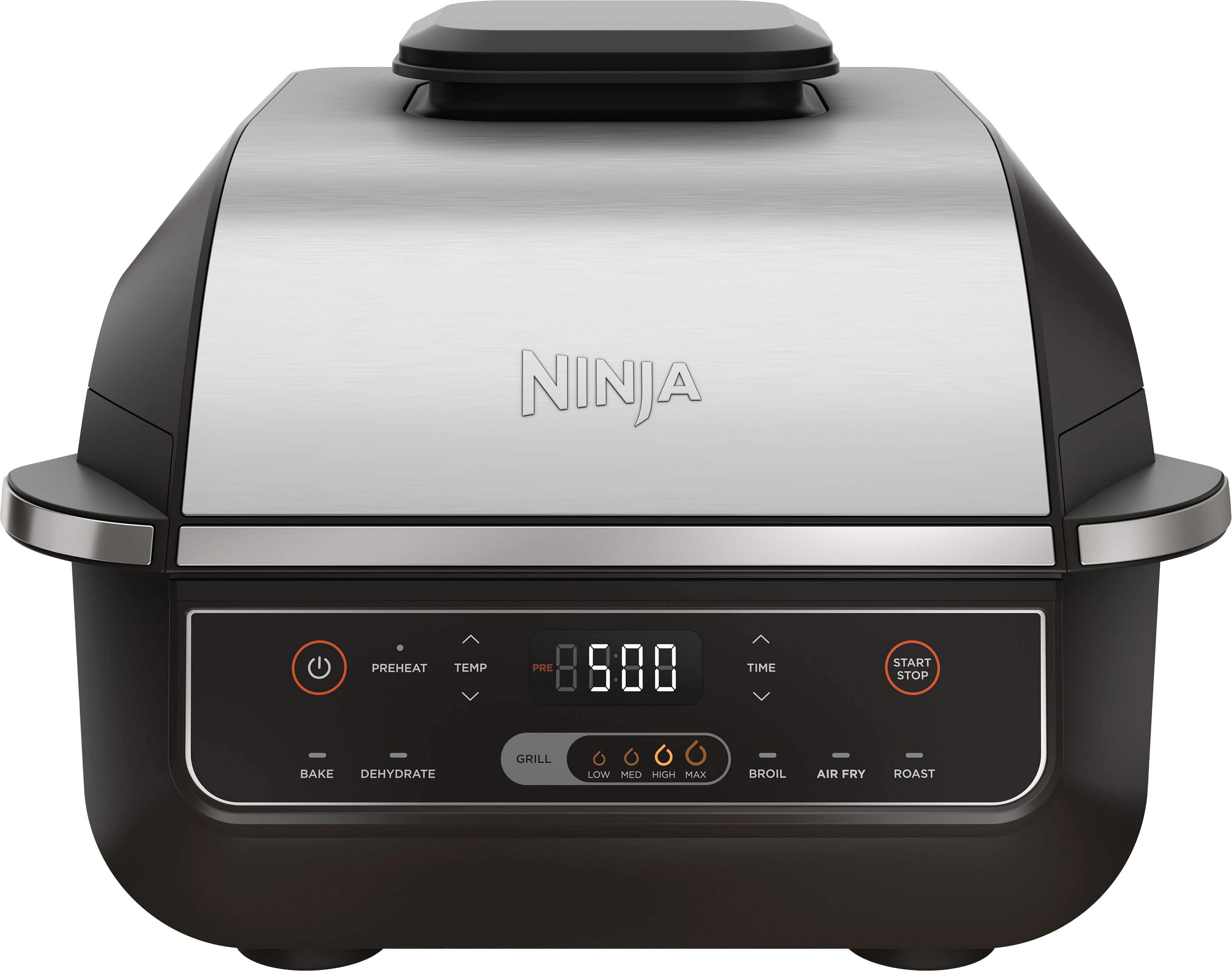 Ninja - Foodi 6-in-1 Countertop Indoor Grill with 4-quart Air Fryer, Roast, Bake, Broil, Dehydrate - Stainless Steel - Angle_Zoom