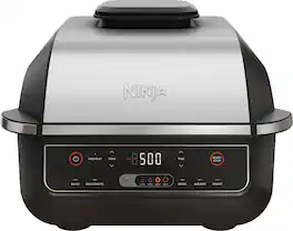 Ninja - Foodi 6-in-1 Countertop Indoor Grill with 4-quart Air Fryer, Roast, Bake, Broil, Dehydrate - Stainless Steel