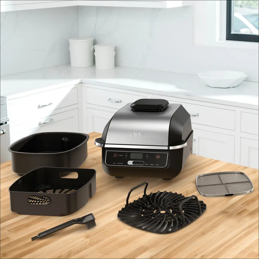 Alt View 18. Ninja - Foodi 6-in-1 Countertop Indoor Grill with 4-quart Air Fryer, Roast, Bake, Broil, Dehydrate - Black/Stainless Steel.
