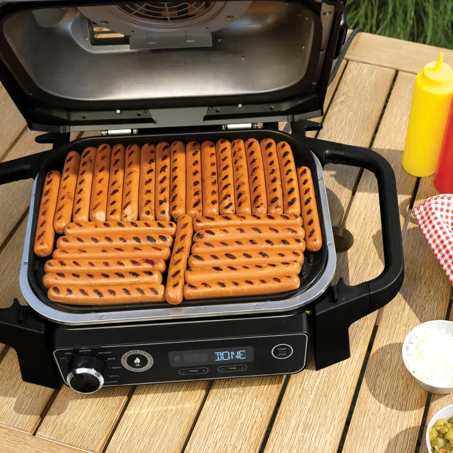 Alt View 18. Ninja - Woodfire Outdoor Grill & Smoker, 7-in-1 Master Grill, BBQ Smoker, & Outdoor Air Fryer with Woodfire Technology - Grey.