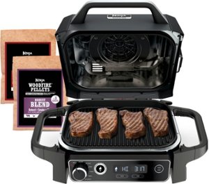 Ninja - Woodfire Outdoor Grill & Smoker, 7-in-1 Master Grill, BBQ Smoker, & Outdoor Air Fryer with Woodfire Technology - Grey