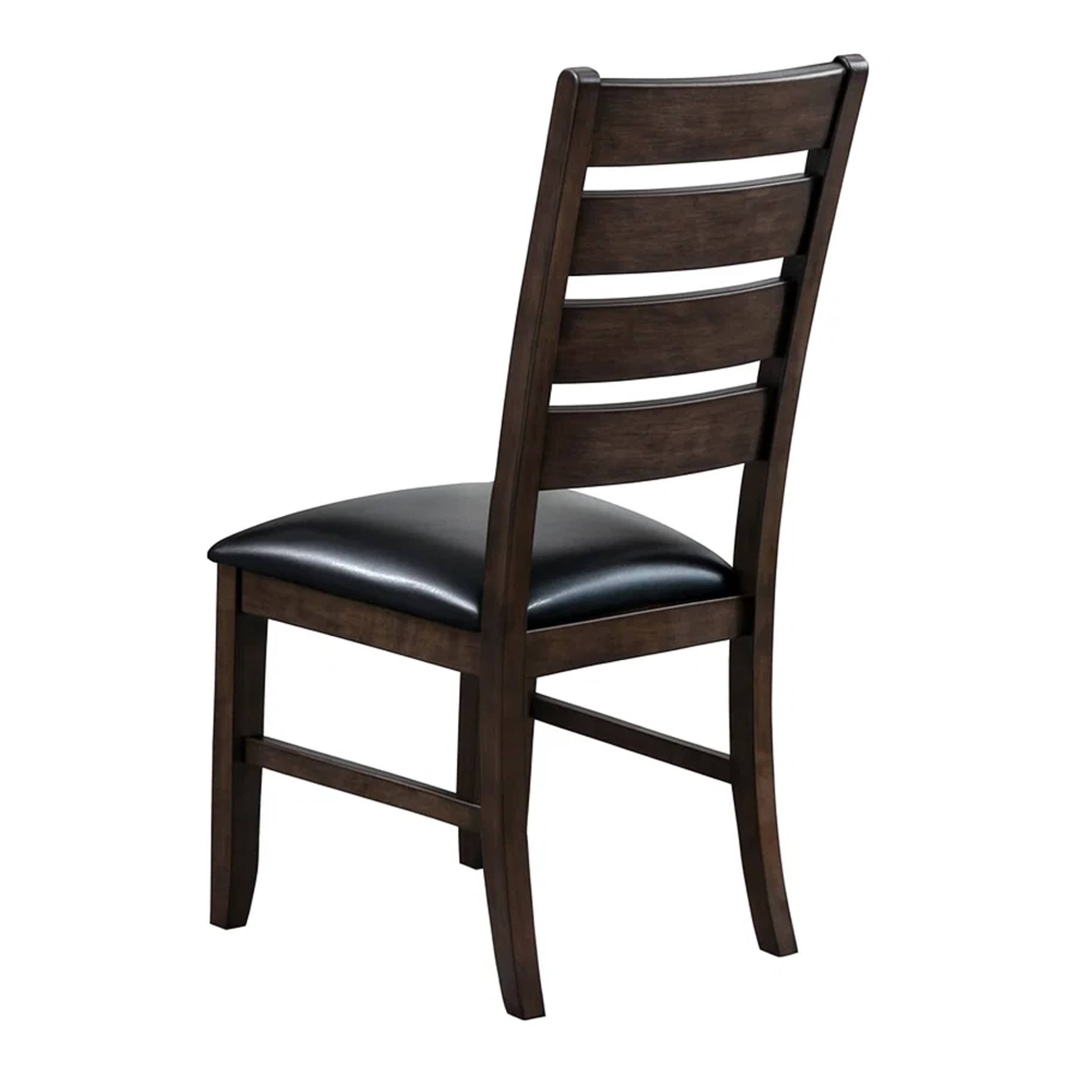 Alt View 2. Manhattan Lane - Ladder Back Wooden Side Chair with Leatherette seat, Set of 2 - Brown and Black.