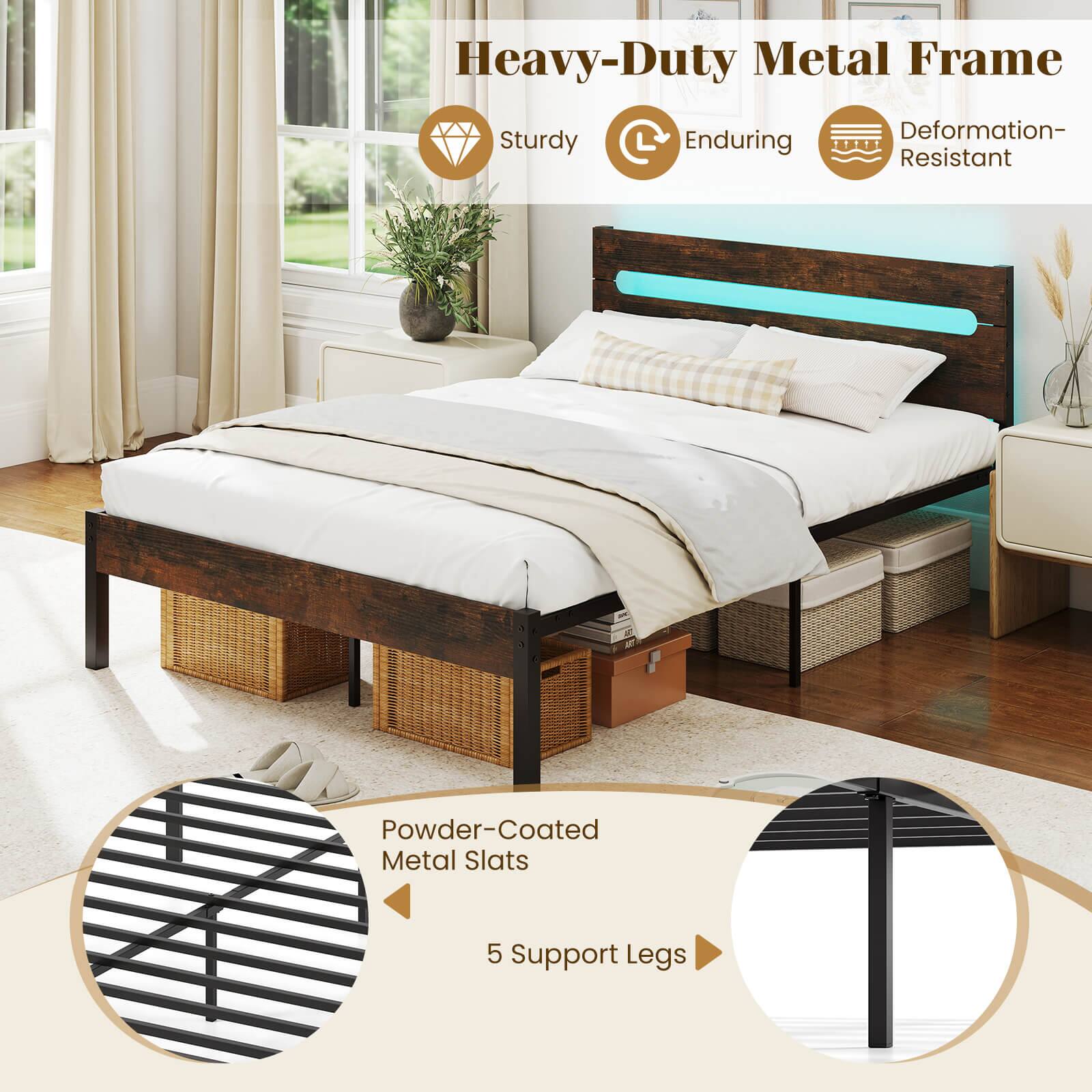 Heavy-Duty Metal Frame  
Sturdy  
Enduring  
Deformation-Resistant  

Powder-Coated Metal Slats  
5 Support Legs