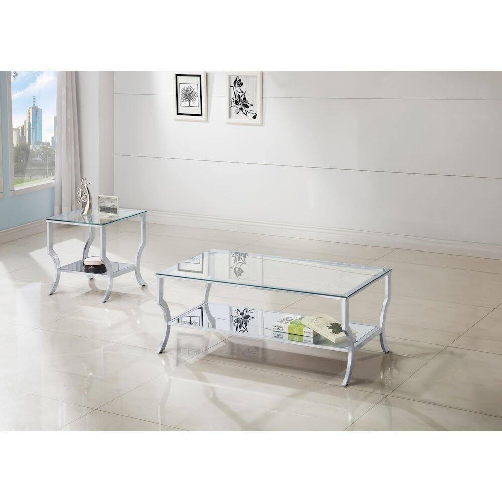 Alt View 1. Coaster Co. of America - Saide 2-piece Glass Top Coffee and End Table Set Chrome - Silver.