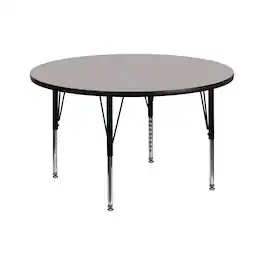 Emma + Oliver - 42" Round HP Laminate Adjustable Preschool Activity Table - Gray
