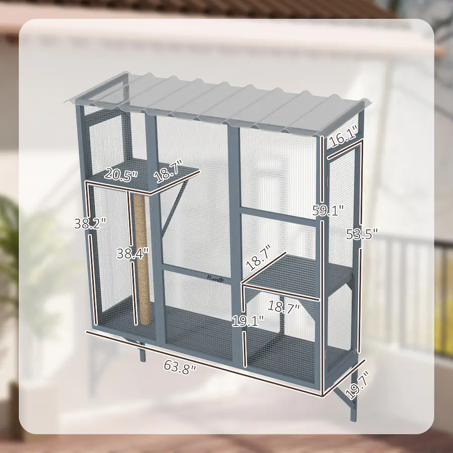 4405 Postcode Pawhut Outdoor, Window Catio for 2 3 Large Indoor Cats w/ 2 Jumping ...