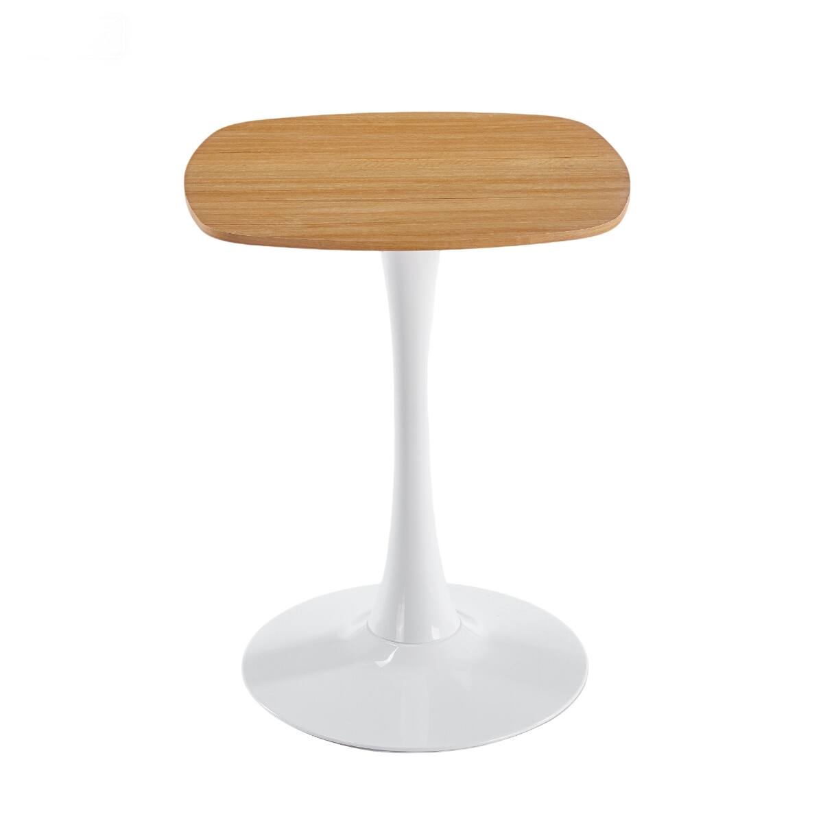 Alt View 4. Loheer - Loheer Oak Dining Table with White Metal Pedestal Base, Modern Round Table for Dining Room - White and Oak.