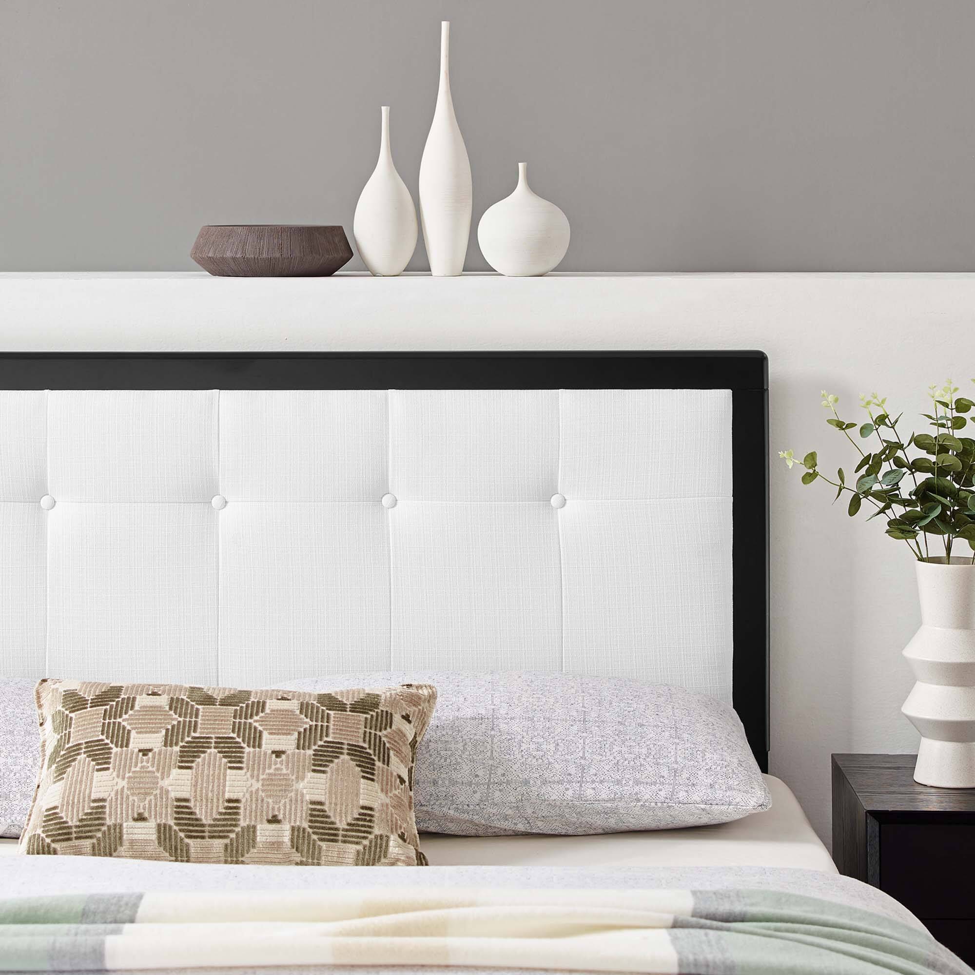Alt View 5. Modway - Draper Tufted Fabric and Wood Twin Headboard by Modway - White.