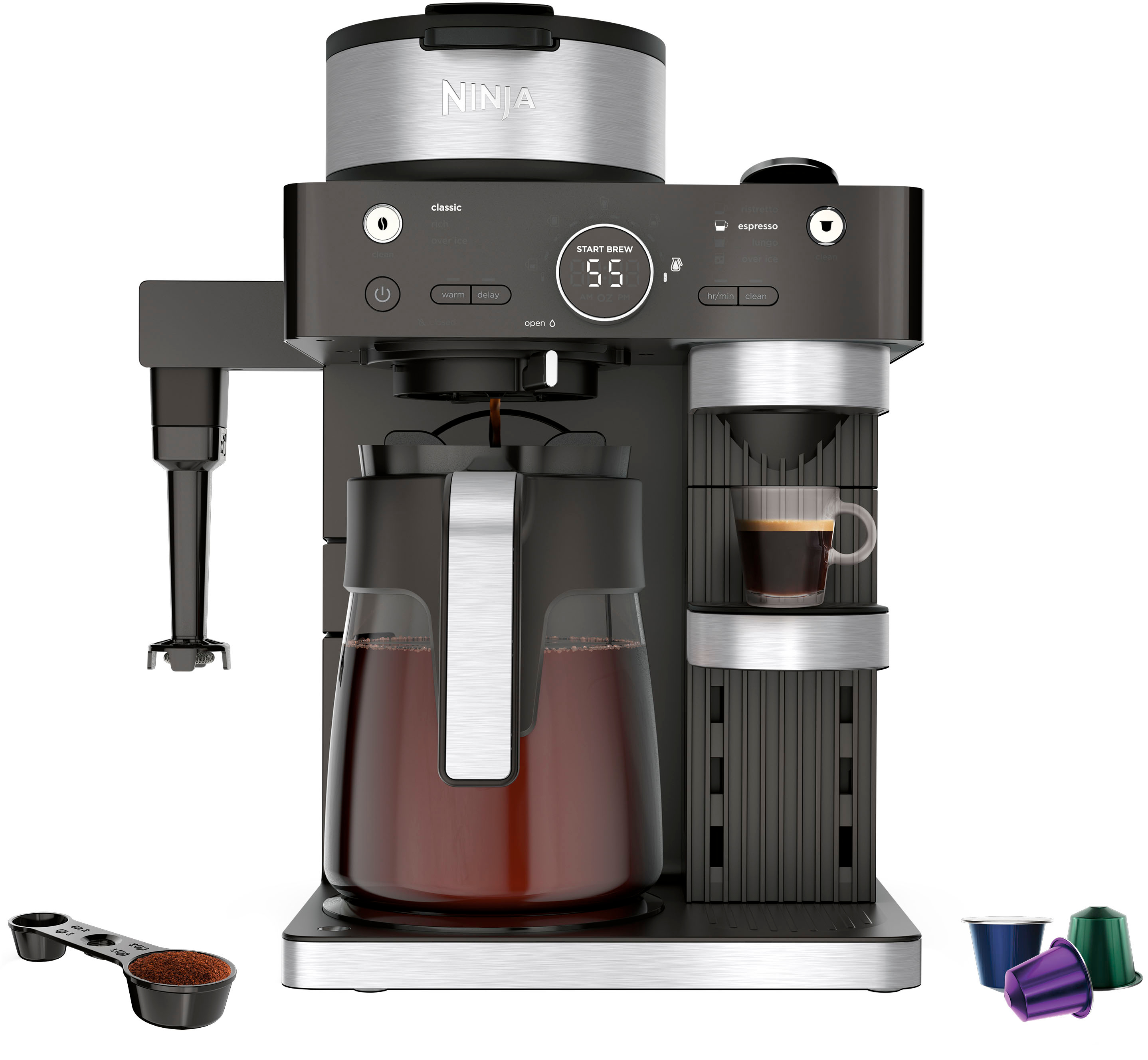 maïs Dochter Specimen Ninja 7 Style Espresso & Coffee Barista System, Single-Serve & Nespresso  Capsule Compatible, 12-Cup Carafe, Built-in Frother Black CFN602 - Best Buy