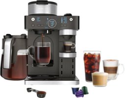Ninja - Espresso & Coffee Barista System, Single Serve & Nespresso, with 12-Cup Carafe, 4 Styles with Ristretto - Black - Front_Zoom