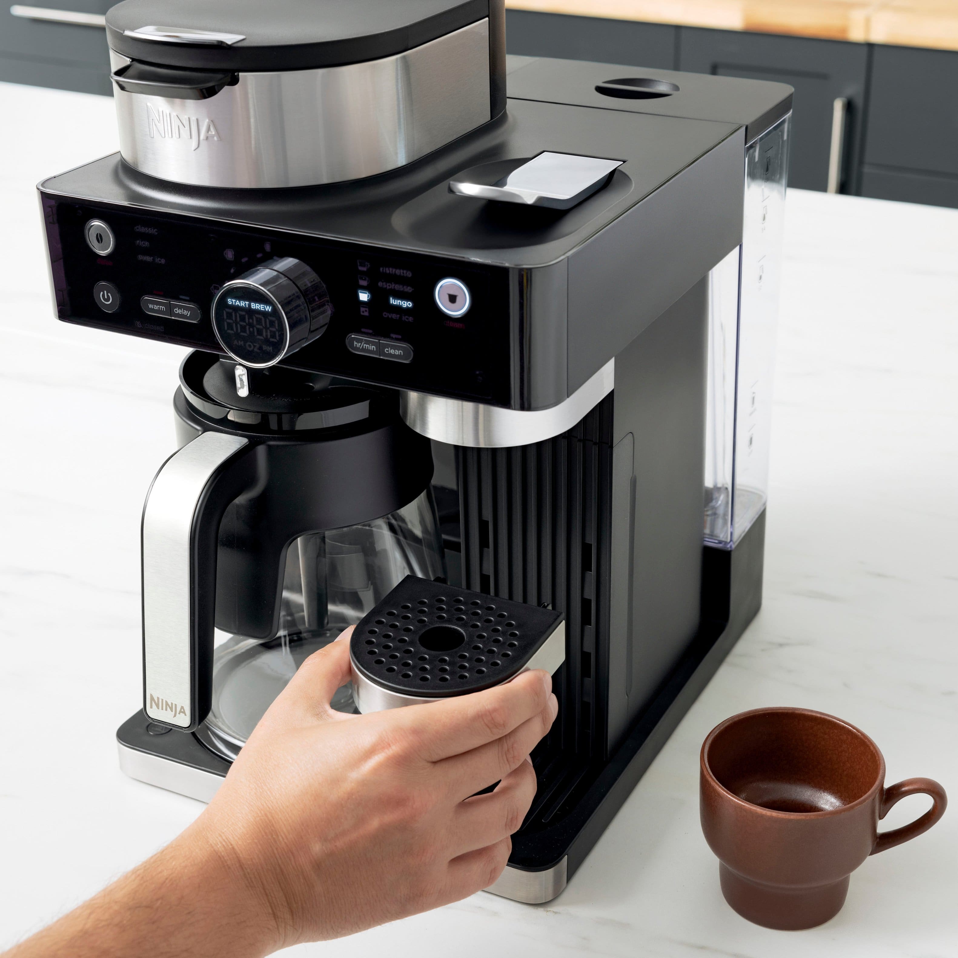 Alt View 1. Ninja - Espresso & Coffee Barista System, Single Serve & Nespresso, with 12-Cup Carafe, 4 Styles with Ristretto - Black.