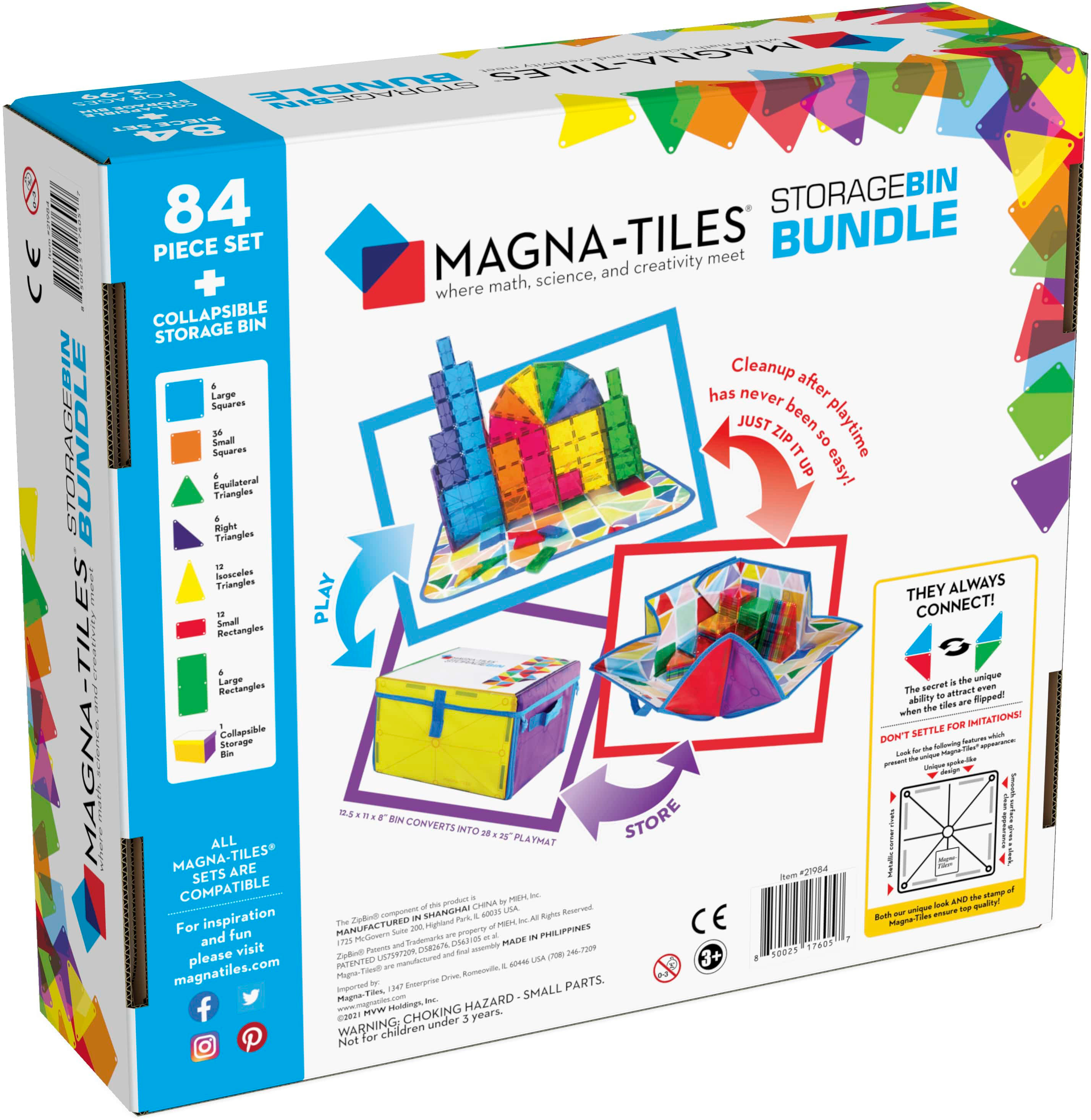Magna-Tiles Storage Bin Bundle 84-Piece Magnetic Construction Set 21984 -  Best Buy