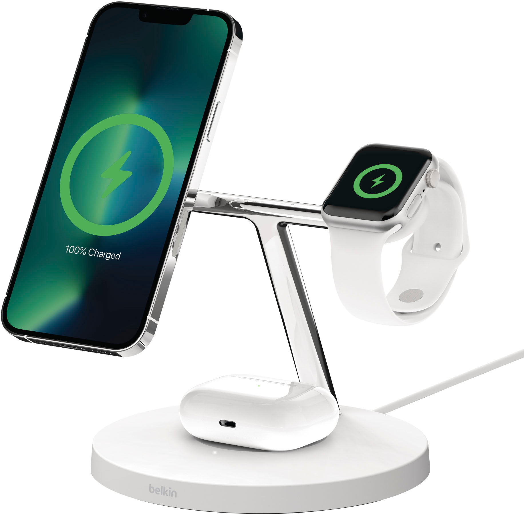  Belkin MagSafe 3-in-1 Wireless Charger Stand - Fast Charging  for iPhone 15, 14, 13 Series & Apple Watch - Magnetic Charging Station for  Multiple Apple Devices : Everything Else
