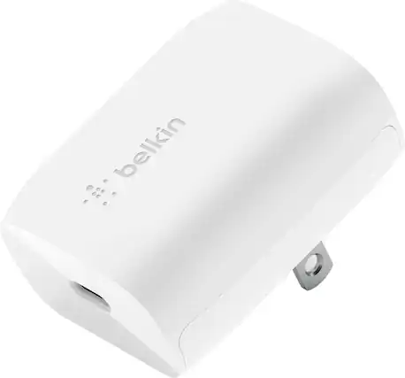 Front. Belkin - 20W USB-C Wall Charger - White.