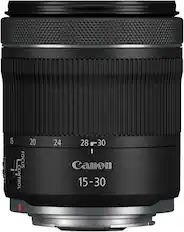 Front. Canon - RF 15-30mm F4.5-6.3 IS STM Ultra-Wide Angle Zoom Lens for EOS R-Series Cameras - Black.